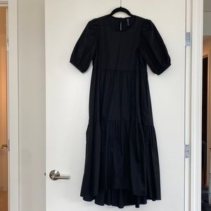 Zara Puff sleeve cotton midi dress size S